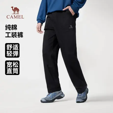 骆驼男装休闲工装裤男女士2025新款夏季宽松直筒纯棉休闲长裤子商品大图