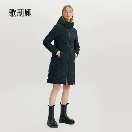 歌莉娅中长款羽绒服女冬季新款轻薄保暖鹅绒服连帽外套1ADC8D030图片