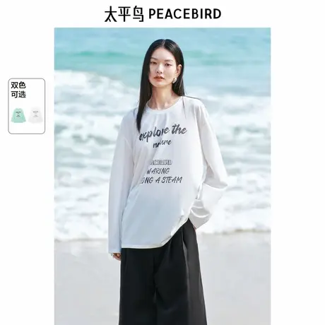 【商场同款】太平鸟女装2025年夏季新款字母凉感长袖T恤A3CPF2469商品大图