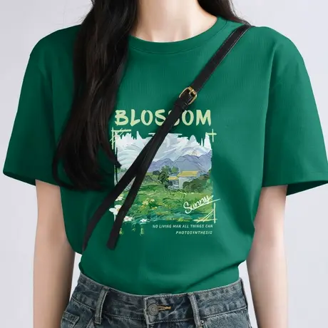 KWV真维斯纯棉短袖t恤女2025新款夏季休闲大码夏日漂亮小上衣商品大图