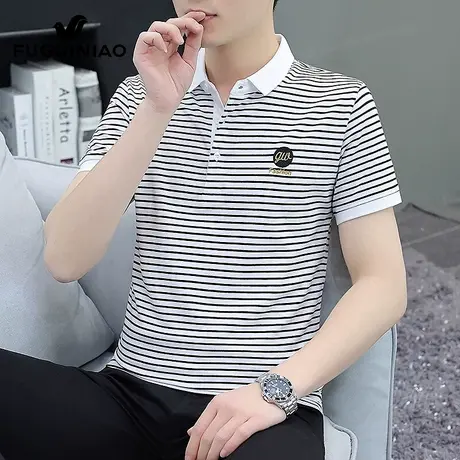 富贵鸟条纹Polo衫男士夏季翻领上衣服2025年新薄款休闲短袖t恤男图片
