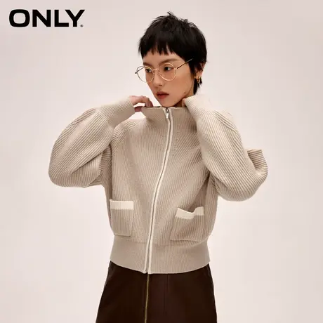 ONLY奥莱夏季设计感简约百搭撞色宽松开衫针织衫女商品大图