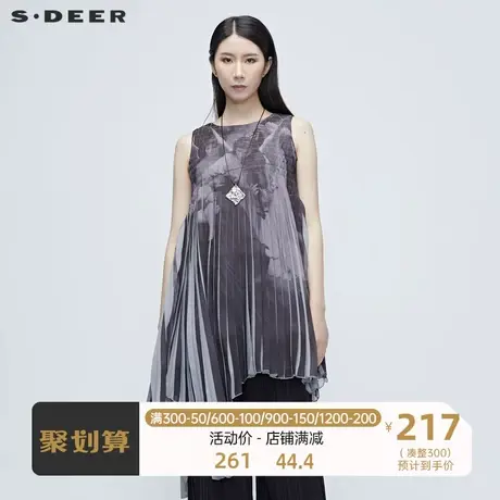 sdeer圣迪奥短袖t恤女夏女装人物印花减龄漂亮洋气小衫S20280313图片