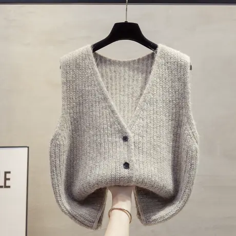 开衫v领针织马甲背心女2025春秋新款宽松外穿马夹叠穿毛衣坎肩潮商品大图