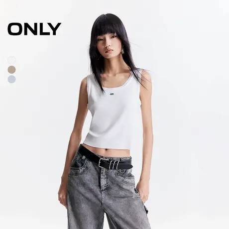 ONLY2025秋季新款大U领宽肩带显瘦领边织花金属装饰背心针织衫女商品大图