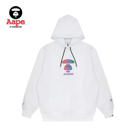 Aape旗舰店女装字母印花彩虹猿人美式薄绒连帽卫衣A339XXL图片