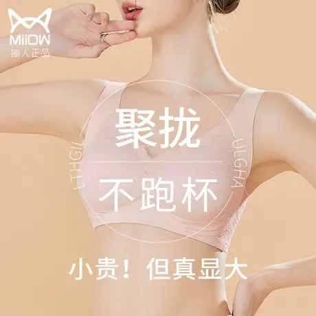 猫人内衣女小胸聚拢加厚显大防下垂收副乳无痕无钢圈背心式文胸罩商品大图