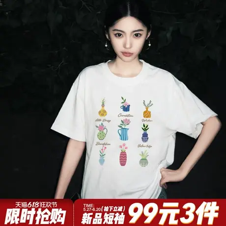 森系简约风宽松韩版白色短袖t恤女夏季新款百搭休闲小个子上衣潮商品大图