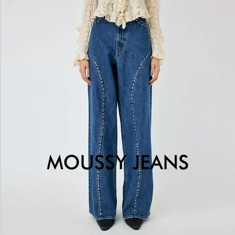 MOUSSY 夏季新品设计感钉珠造型水洗直筒牛仔裤010HAH11-4271商品大图