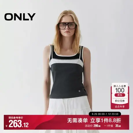 ONLY2025夏季新款少女感叠穿假三件设计修身撞色拼接吊带T恤女商品大图