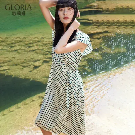 歌莉娅夏季新款波点印花茶歇裙1A5L4K3W0商品大图