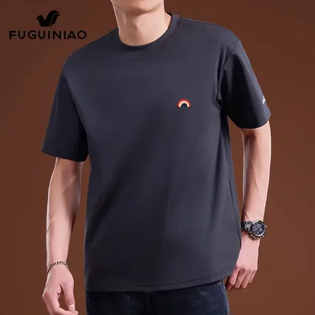 富贵鸟圆领短袖t恤男士夏季2025年新款潮流刺绣上衣服休闲体恤男图片