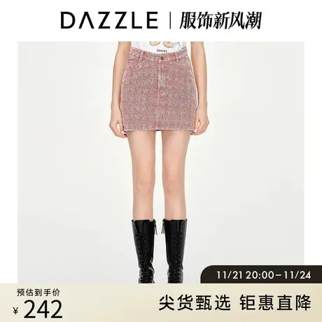 DAZZLE地素奥莱 复古LOGO老花A字牛仔半裙短裙2D1RI076G商品大图