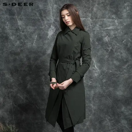 【新品】sdeer圣迪奥女装设计感互搭纯色长风衣外套S15381882图片