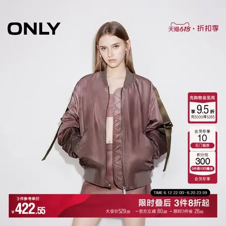 ONLY冬季做旧个性渐变棒球领宽松棉服外套女|124422003图片