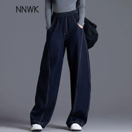 春秋季休闲裤女2025新款松紧腰西装小个子高腰宽松阔腿镰刀香蕉裤商品大图