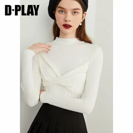 DPLAY【惠品】秋冬新小众设计感纽结半高领长袖T恤打底衫图片
