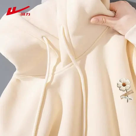 ZH回力杏色连帽卫衣女2025新款春秋季百搭休闲韩版女士长袖上衣商品大图