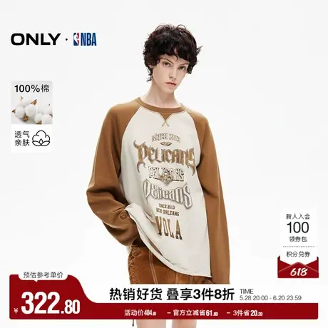 ONLY奥莱夏季NBA联名款潮流时尚纯棉圆领卫衣女图片