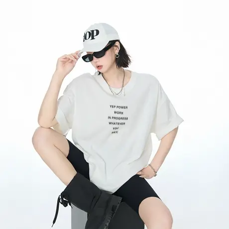 YEP2025夏季新款街头风潮流印花情侣款宽松短袖T恤女潮牌半袖上衣图片