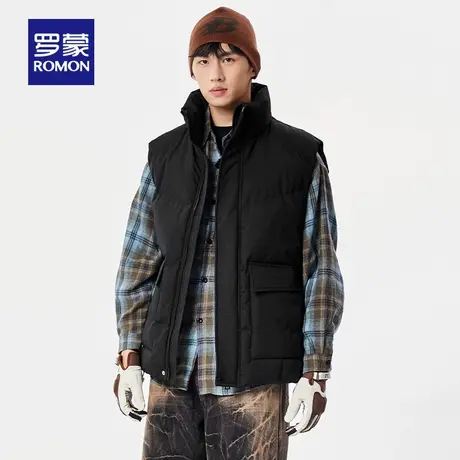 罗蒙男士时尚休闲保暖立领棉马甲2025秋冬新款宽松百搭短款外套男图片
