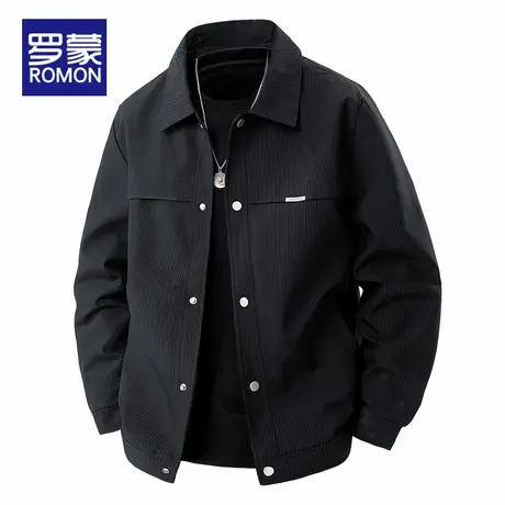 罗蒙男士夹克春秋款2025新款宽松潮牌男装茄克翻领休闲工装外套男商品大图