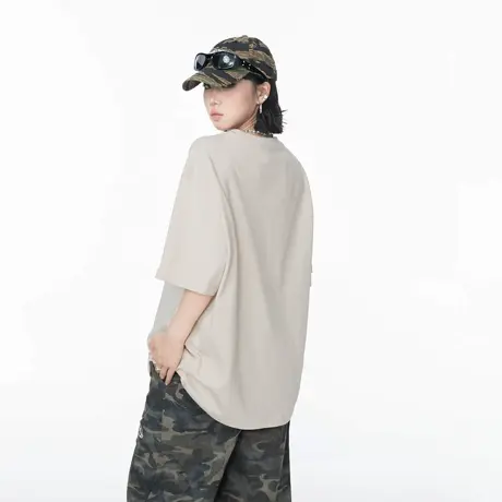 纯色圆领短袖T恤女夏季新款宽松纯棉休闲美式街头风情侣半袖上衣图片