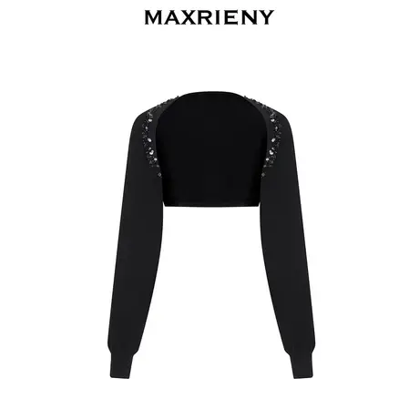 MAXRIENY复古优雅亮片绣花贝壳坎肩外套高级气质感女装修身显瘦商品大图