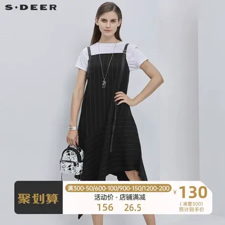 sdeer圣迪奥黑色背带连衣裙夏季女设计感吊带裙夏高级感S20261228商品大图