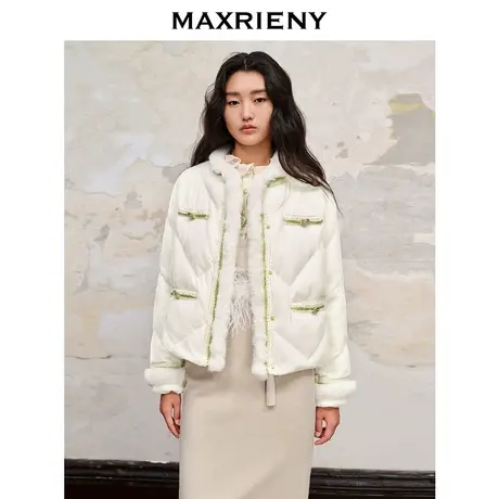 【商场同款】MAXRIENY名媛千金小香风丝绒羽绒服23秋冬棉服外套女图片