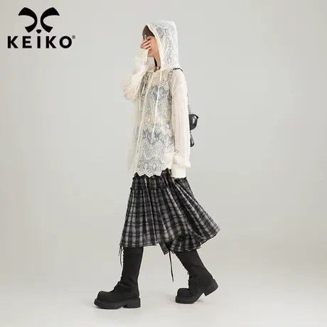 KEIKO 清透感白色蕾丝连帽衬衫25夏日法式复古外搭防晒开衫罩衫图片