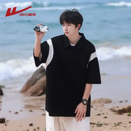 回力冰丝polo衫短袖t恤男士夏季2025新款美式潮牌翻领男生上衣服图片