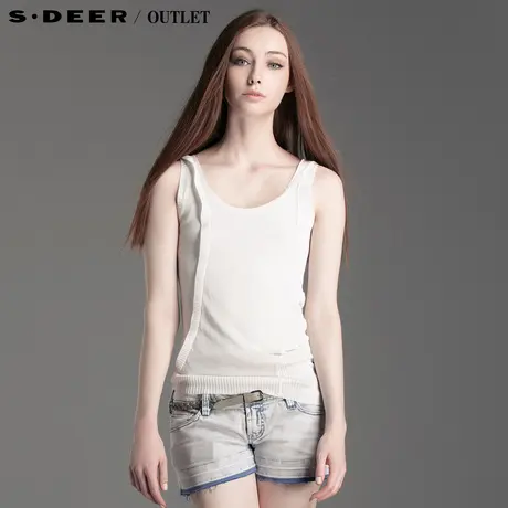 sdeer圣迪奥 2014新款夏装女装拼接斜摆针织背心3283523图片