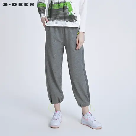 sdeer圣迪奥女装松紧抽绳印花插袋运动长裤S22260810图片