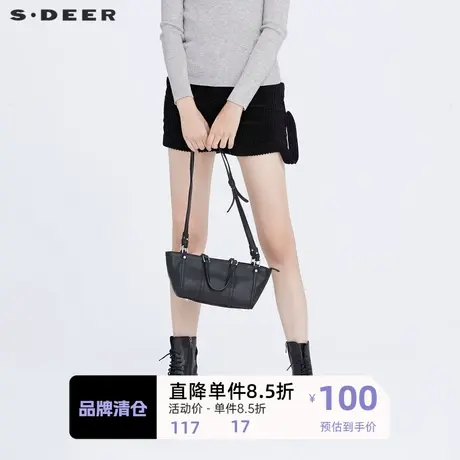 sdeer圣迪奥复古时尚飘带拼接灯芯绒短裤S20480912🏾商品大图