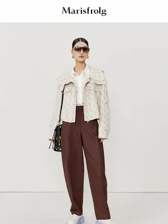 【蛋型裤系列】玛丝菲尔时尚气质休闲百搭包容显瘦茧型廓形长裤女商品大图