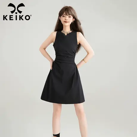KEIKO 极简通勤褶皱收腰无袖连衣裙25夏季淡人高级感显瘦背心裙商品大图