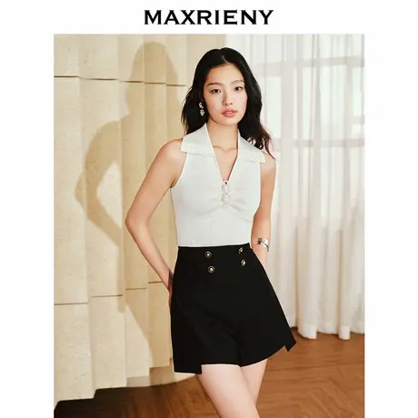 【奥莱】MAXRIENY甜美复古感上衣女修身手工钉珠套头毛衫图片