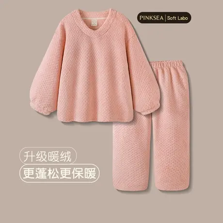 Pinksea睡衣女款冬季2023年新款珊瑚绒加厚保暖秋冬家居服套装商品大图