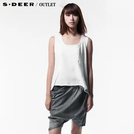 sdeer圣迪奥2014新款夏装女装镂空花纹无袖背心上衣3280327图片