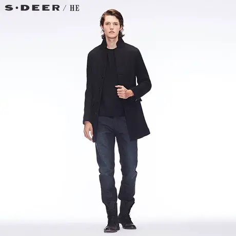 sdeerhe圣迪奥潮感肌理质感后衩设计对称挖袋立领大衣H15471735图片