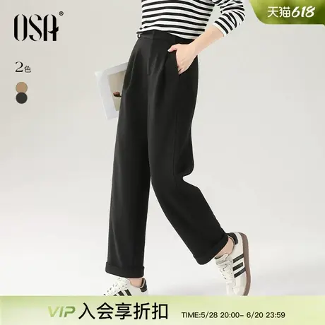 OSA欧莎休闲九分阔腿裤2024年新款女秋冬保暖宽松bf慵懒风香蕉裤图片