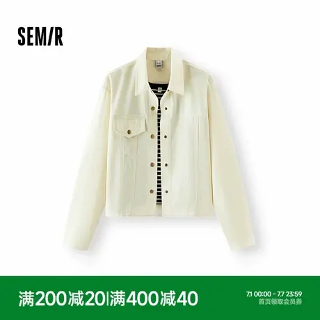 [商场同款]森马外套女简约夹克条纹短背心2025秋季新款复古两件套图片