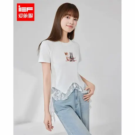 IEF/爱依服短上衣2025夏季新款甜美少女气质可爱百搭通勤短款T恤图片