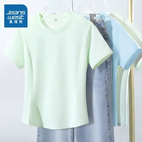 KMV真维斯速干抗菌短袖t恤女2025新款夏季轻薄修身运动内搭上衣潮图片