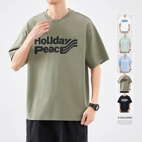 hansca索罗娜凉感短袖t恤男生2024新款冰丝半袖潮牌速干美式上衣图片