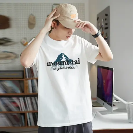 唐狮夏季新款男短袖T恤简约宽松圆领上衣学生内搭打底衫潮流t图片