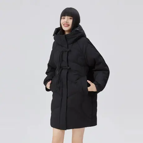 【直播】艾莱依羽绒服女冬国潮风复古盘扣中长款加厚连帽爆款外套商品大图