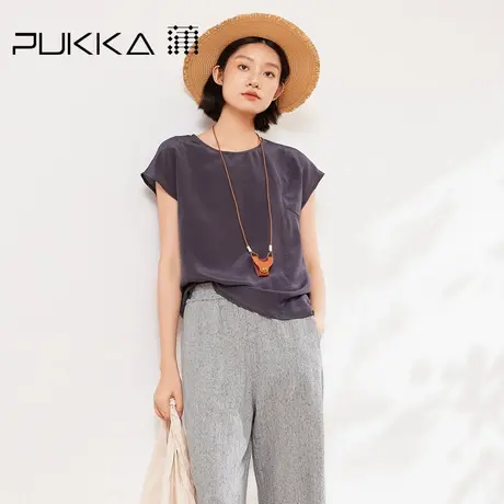 蒲PUKKA 宽松短袖衬衫女简约通勤设计感衬衣商品大图