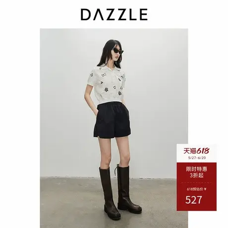 DAZZLE地素奥莱 裤春夏女装字母松紧腰短裤图片